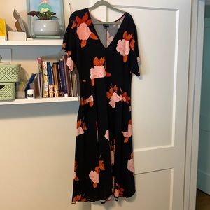 Black dress w/ graphic rose print Who What Wear